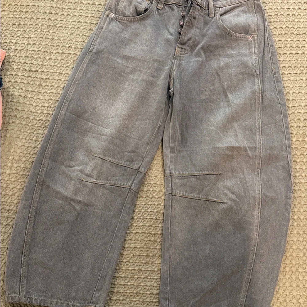 Free People good luck mid rise barrel leg jeans in archive grey - Picture 5 of 7